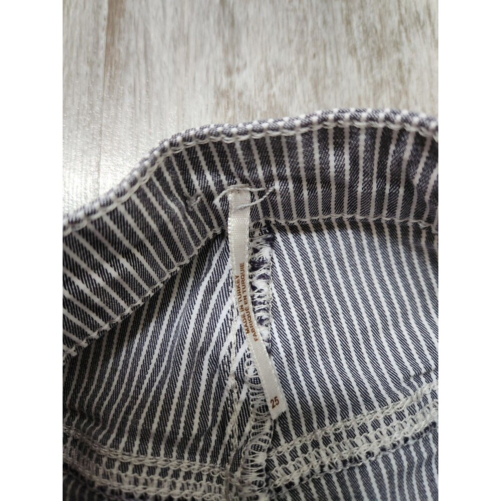 Free People High Rise Skinny Jeggings Gray White Stripe Stretch Lightweight 25 - Picture 5 of 10